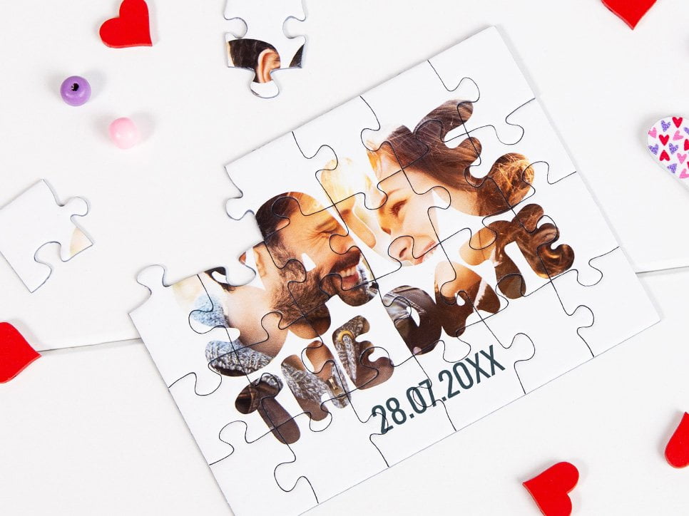 moderne Save-the-Date Karten als Puzzle