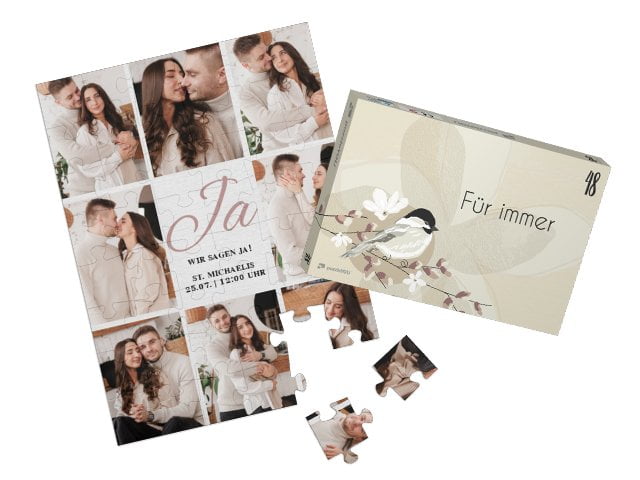 48 Teile Puzzle als Save-the-Date Karte