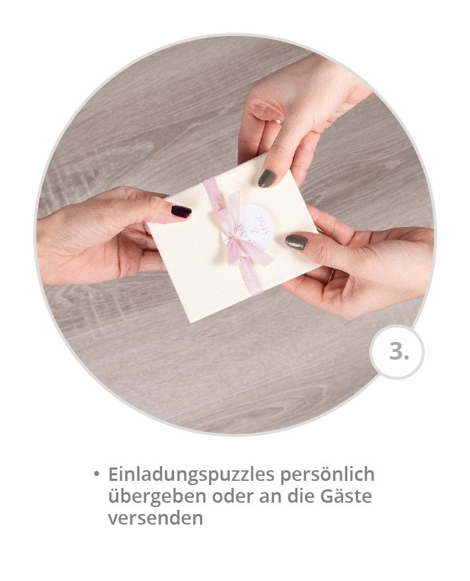 Message-Puzzles an die Gäste überreichen