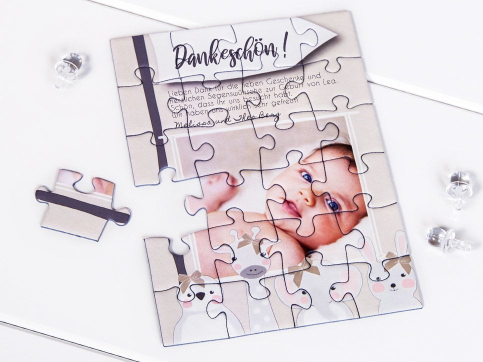 Dankeskarte zur Geburt als Puzzle