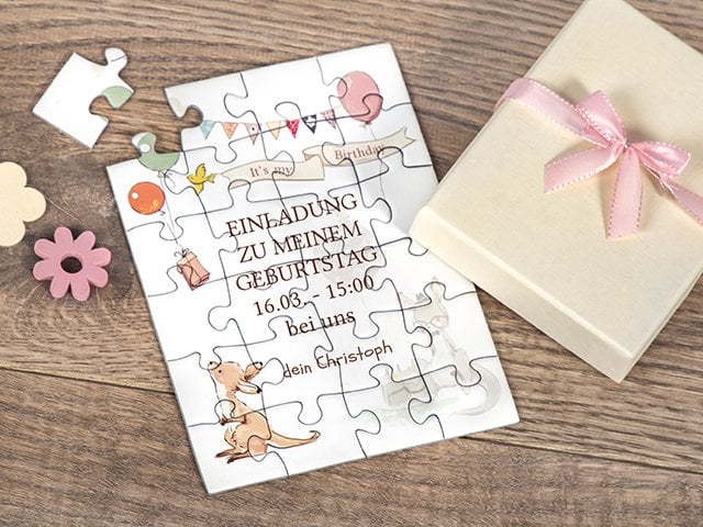Geburtstagseinladung für Kinder als Puzzle