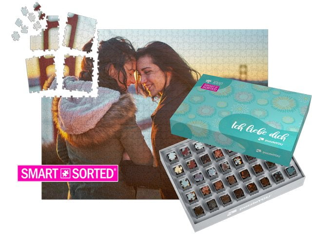 Überraschungspuzzle zum Valentinstag - Geschenkschachtel Frühling