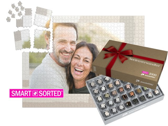 Überraschungspuzzle zum Valentinstag - Geschenkschachtel Geschenkschleife (rot)