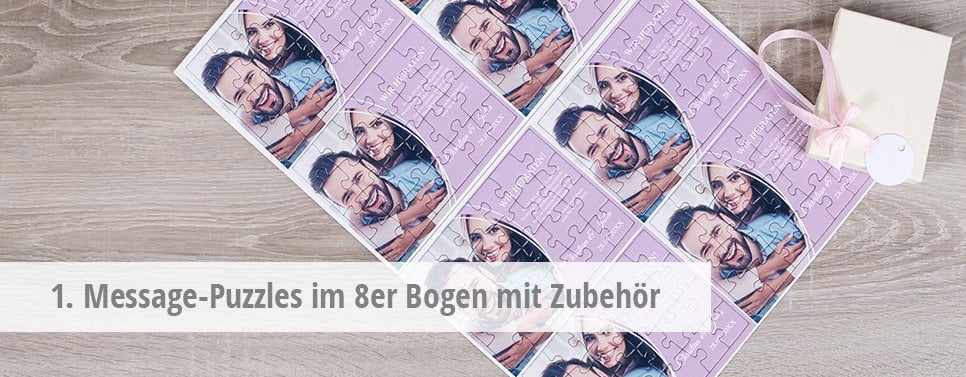 1. Message-Puzzles im 8er Bogen mit Zubehör