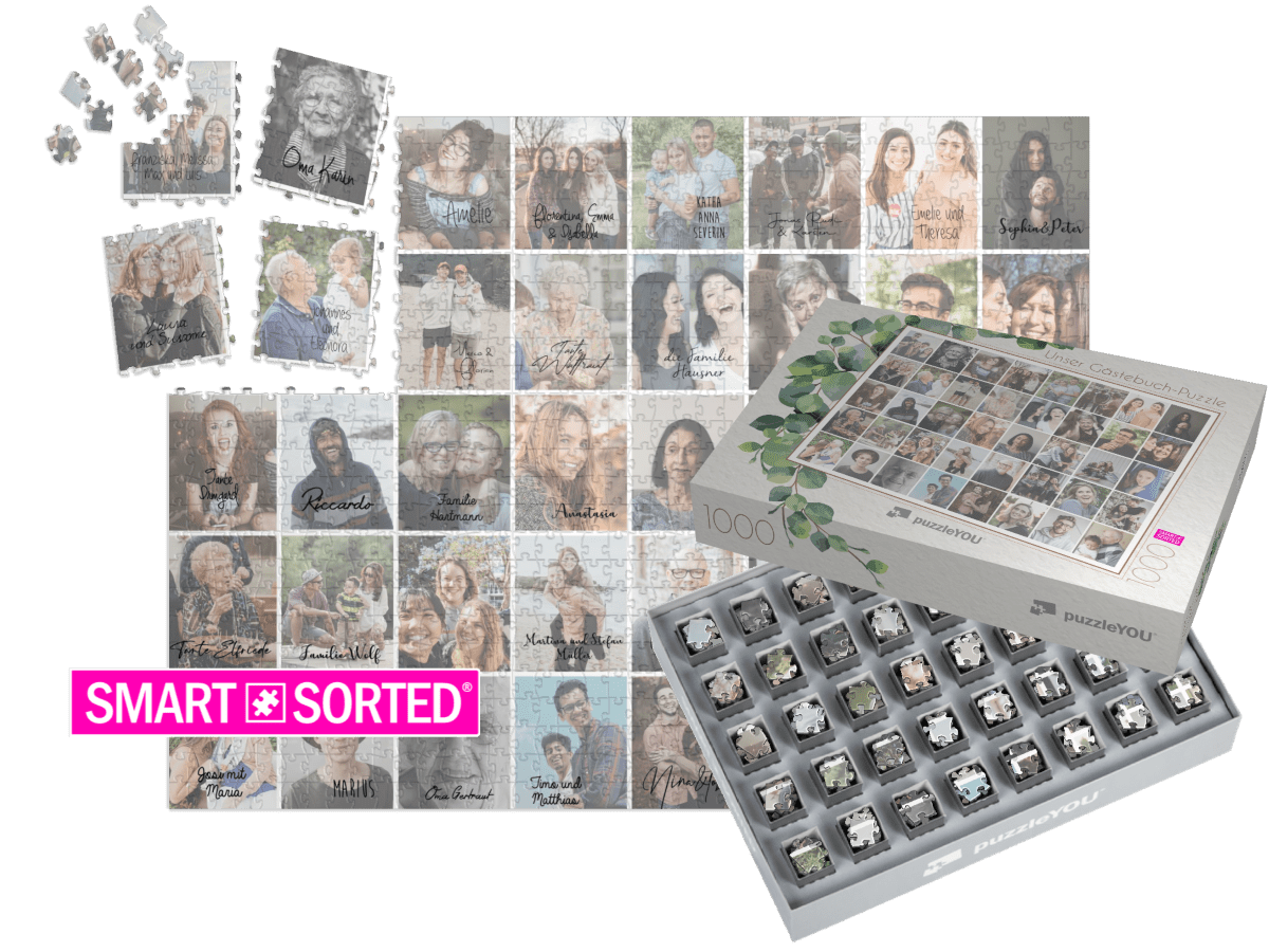 Gästefotos auf dem Hochzeits-Puzzle - SMART SORTED von puzzleYOU